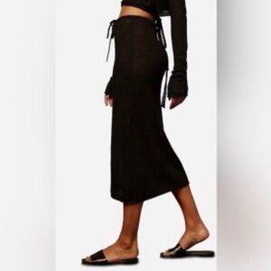 Onia Black Knit Swimwear Cover-up Midi Skirt M $185